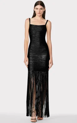 BANDED FOIL FRINGE GOWN-Hervé Léger Cheap
