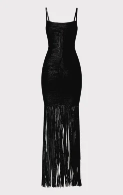 BANDED FOIL FRINGE GOWN-Hervé Léger Cheap