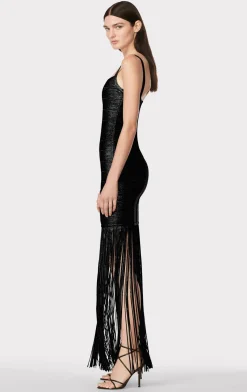 BANDED FOIL FRINGE GOWN-Hervé Léger Cheap