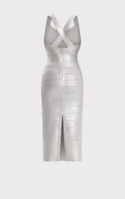 DISCO KNIT FRINGE MIDI DRESS-Hervé Léger Sale