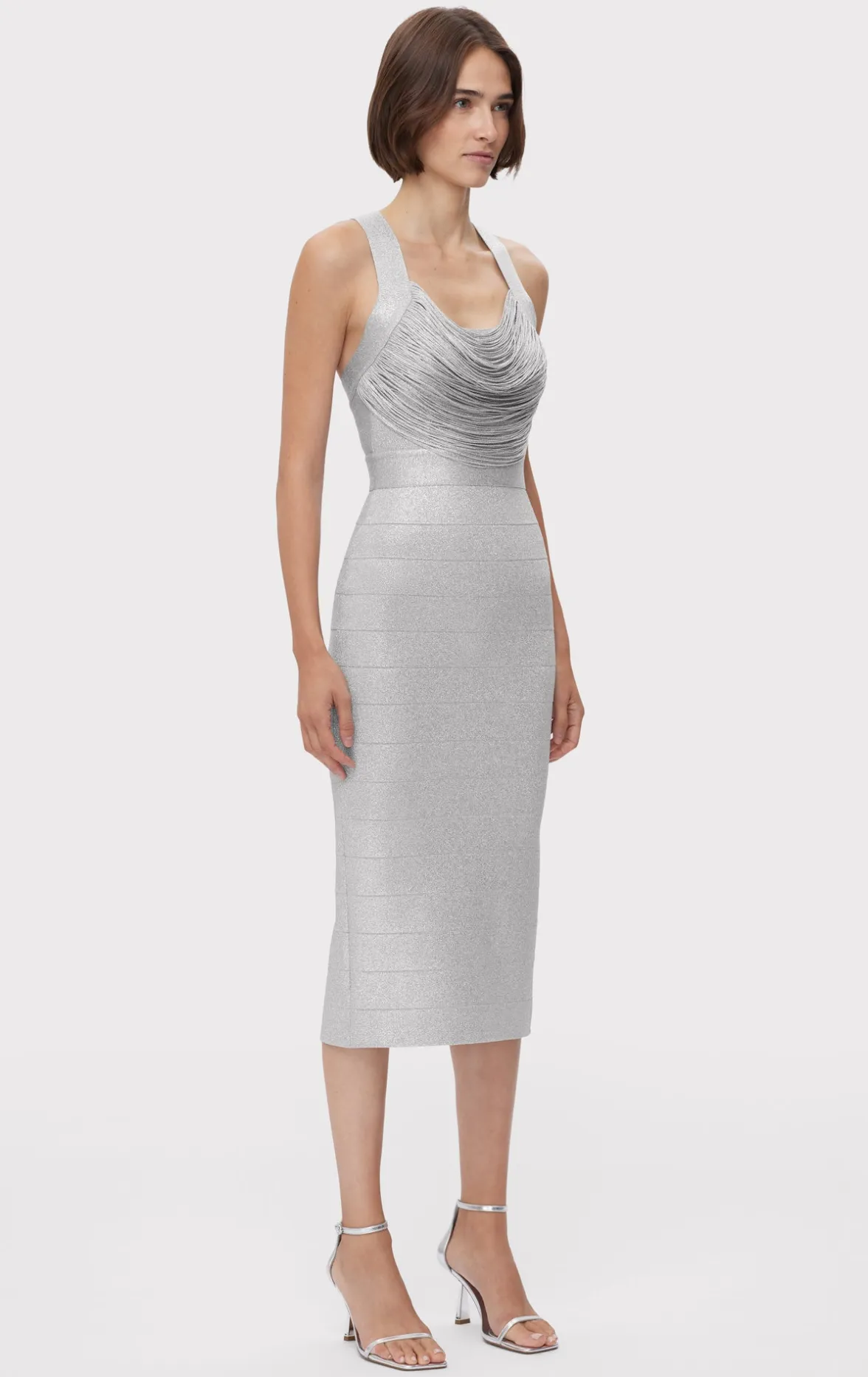 DISCO KNIT FRINGE MIDI DRESS-Hervé Léger Sale