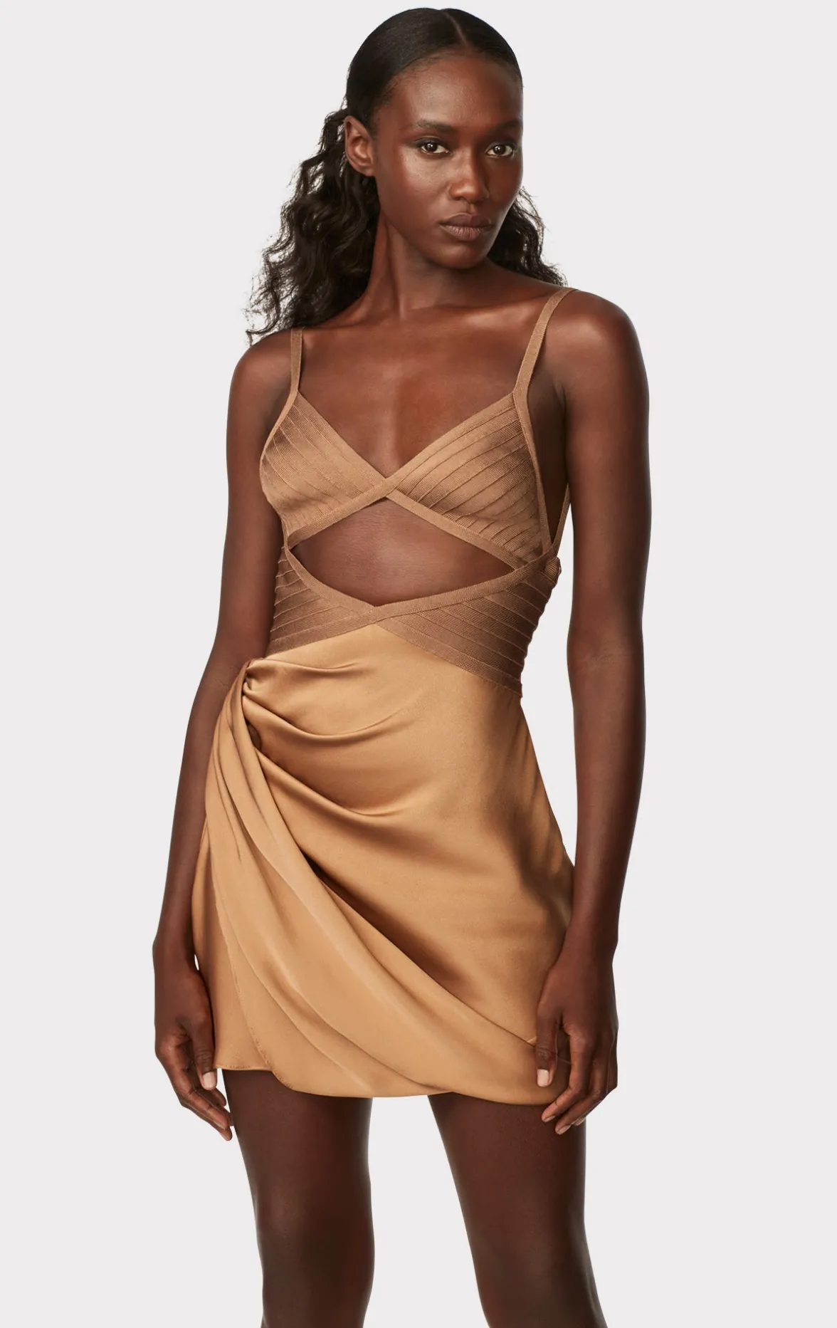 DRAPED CUTOUT MINI DRESS-Hervé Léger New