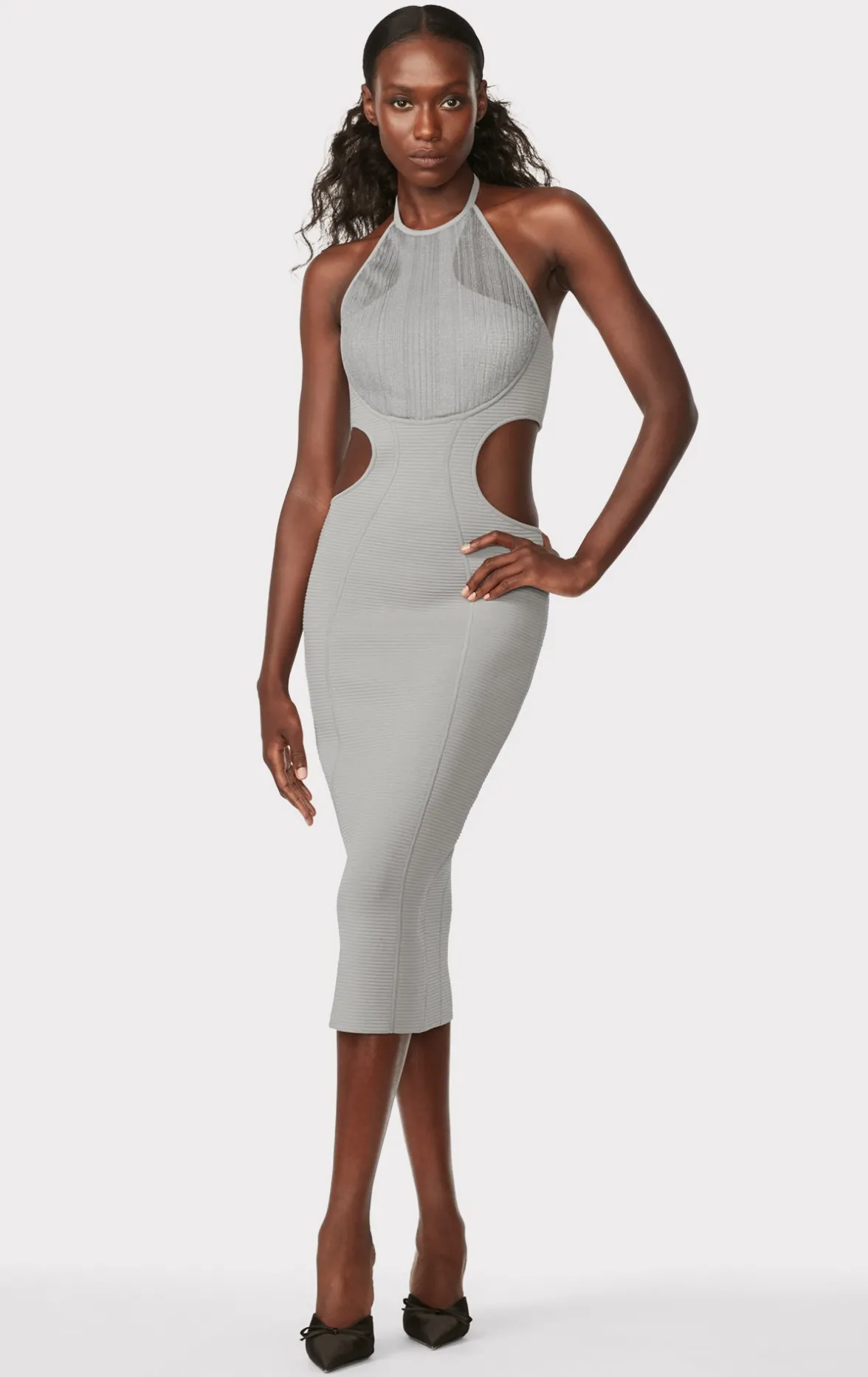 HERVÉ LÉGER X LAW ROACH DAYA Sheer Layered Midi Dress-Hervé Léger Store
