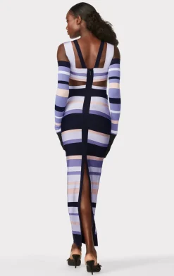 HERVÉ LÉGER X LAW ROACH STRIPED BANDAGE CUTOUT GOWN-Hervé Léger Cheap