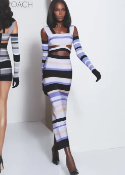 HERVÉ LÉGER X LAW ROACH STRIPED BANDAGE CUTOUT GOWN-Hervé Léger Cheap