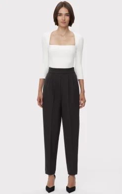 HIGH WAIST PLEATED TAPERED PANTS-Hervé Léger Fashion