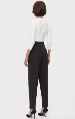 HIGH WAIST PLEATED TAPERED PANTS-Hervé Léger Fashion