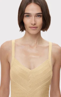 ICON METALLIC BANDAGE BUSTIER MINI DRESS-Hervé Léger New
