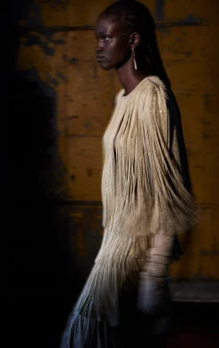 ICON METALLIC FRINGE CAPE-Hervé Léger Best