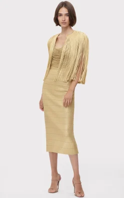 ICON METALLIC FRINGE CAPE-Hervé Léger Best
