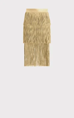 ICON METALLIC LAYERED FRINGE MIDI SKIRT-Hervé Léger Discount