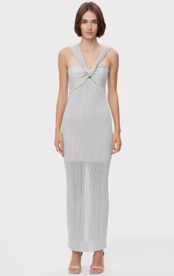 METALLIC TEXTURED RIB GOWN-Hervé Léger Shop
