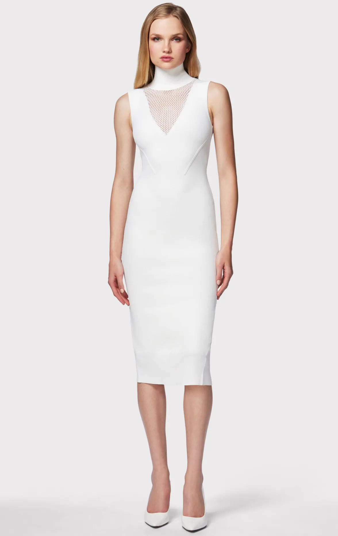 MIXED POINTELLE MIDI DRESS-Hervé Léger Fashion