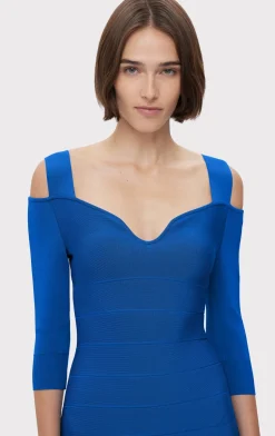 NOTCHED BATEAU MIDI DRESS-Hervé Léger Fashion