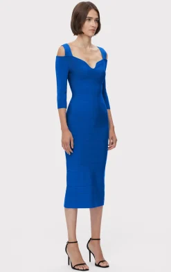 NOTCHED BATEAU MIDI DRESS-Hervé Léger Fashion