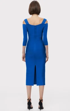 NOTCHED BATEAU MIDI DRESS-Hervé Léger Fashion