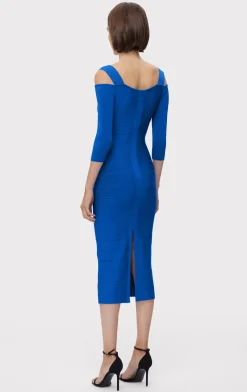 NOTCHED BATEAU MIDI DRESS-Hervé Léger Fashion