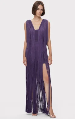 PLUNGING FRINGE GOWN-Hervé Léger Hot