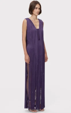 PLUNGING FRINGE GOWN-Hervé Léger Hot