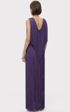 PLUNGING FRINGE GOWN-Hervé Léger Hot