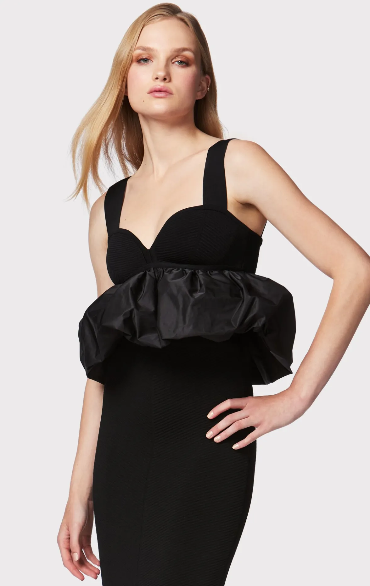 RUCHED NYLON PEPLUM GOWN-Hervé Léger Fashion