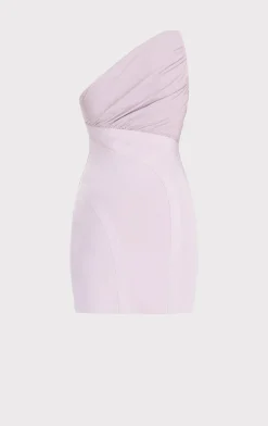 RUCHED WOVEN MIX ONE SHOULDER MINI DRESS-Hervé Léger Clearance