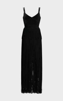 STRAPPY OTTOMAN FRINGE GOWN-Hervé Léger New