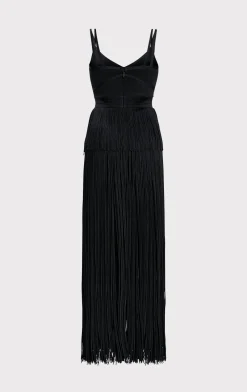STRAPPY OTTOMAN FRINGE GOWN-Hervé Léger New