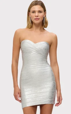 THE METALLIC ISLA DRESS-Hervé Léger Clearance
