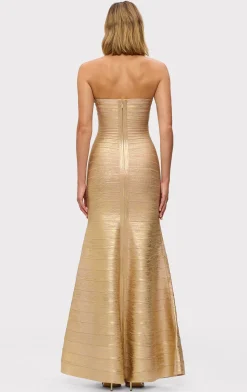 THE METALLIC SARA GOWN-Hervé Léger Hot