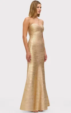 THE METALLIC SARA GOWN-Hervé Léger Hot