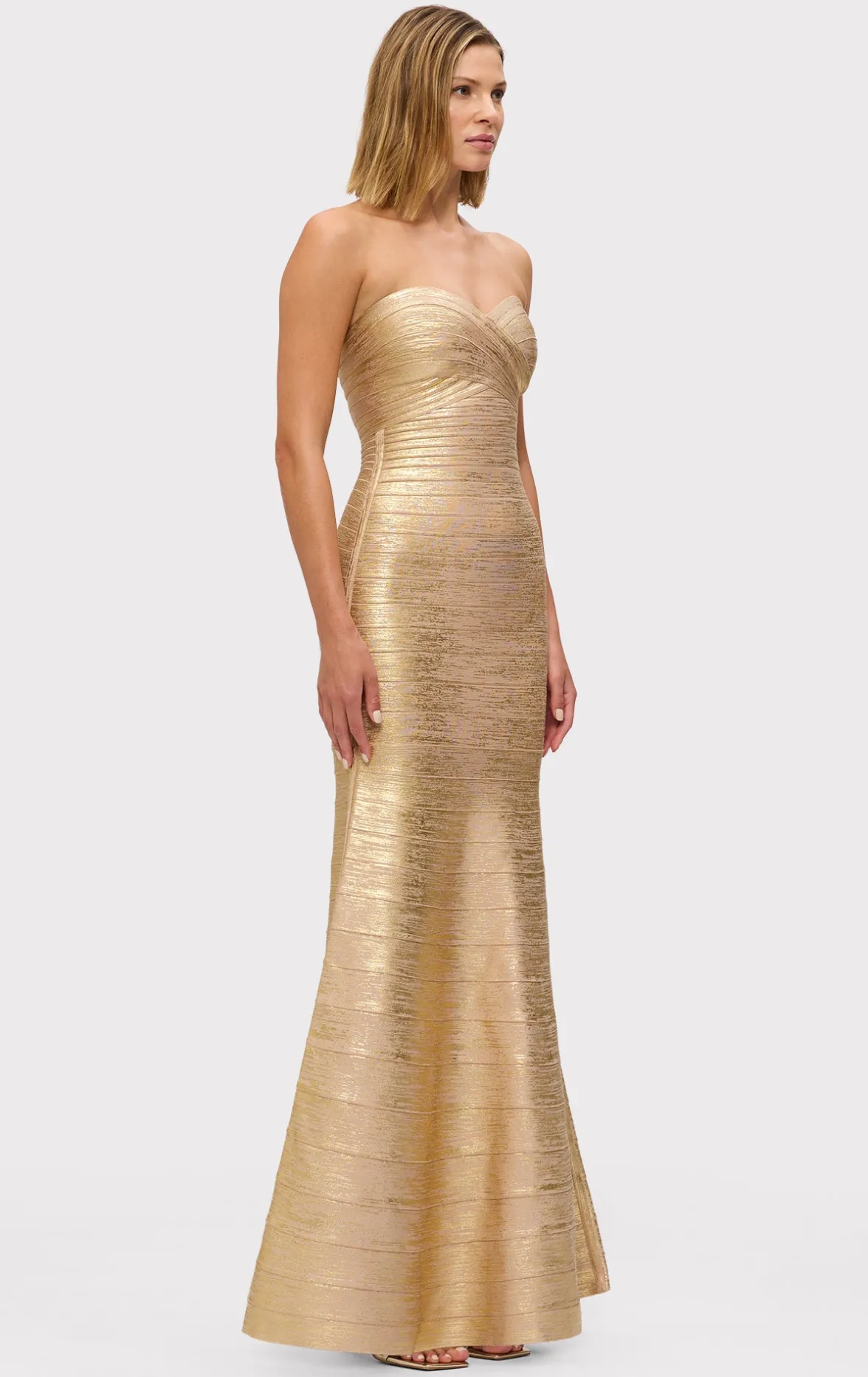 THE METALLIC SARA GOWN-Hervé Léger Hot