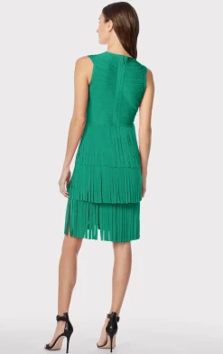 V NECK FRINGED MIDI DRESS-Hervé Léger Best
