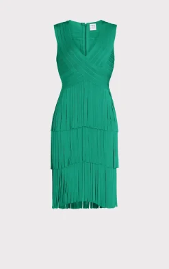 V NECK FRINGED MIDI DRESS-Hervé Léger Best